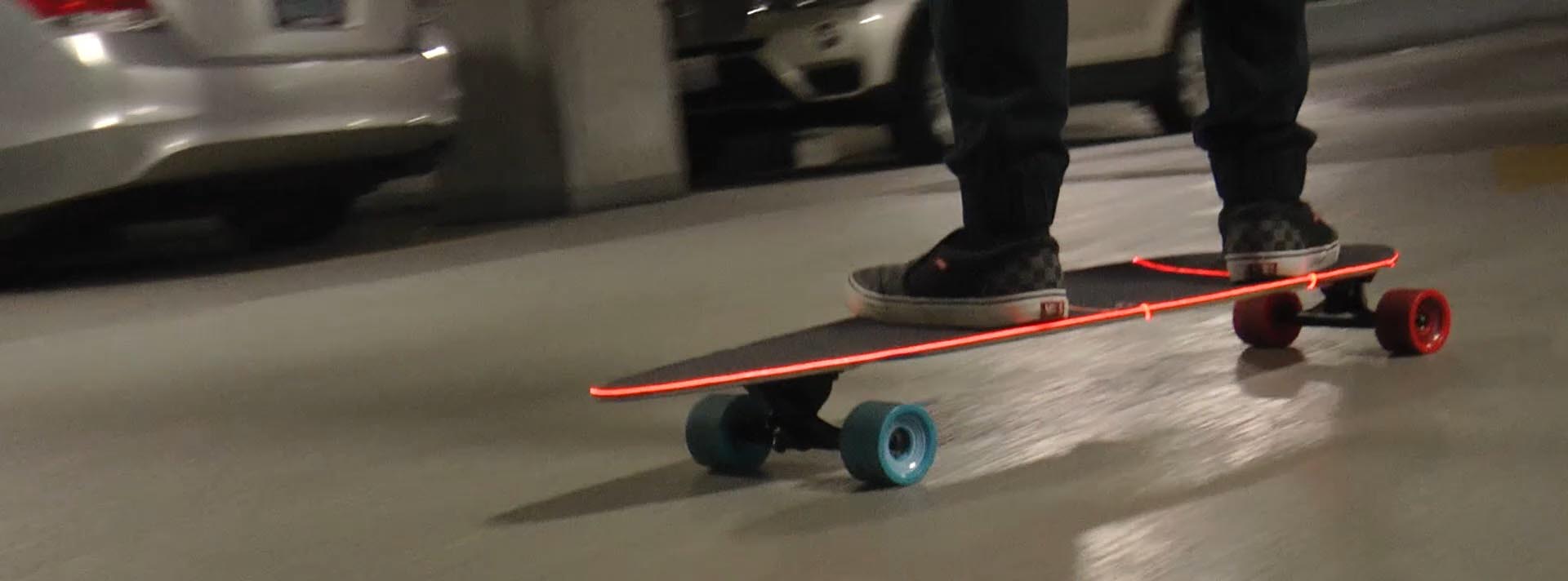 laser wire integrated onto skateboard