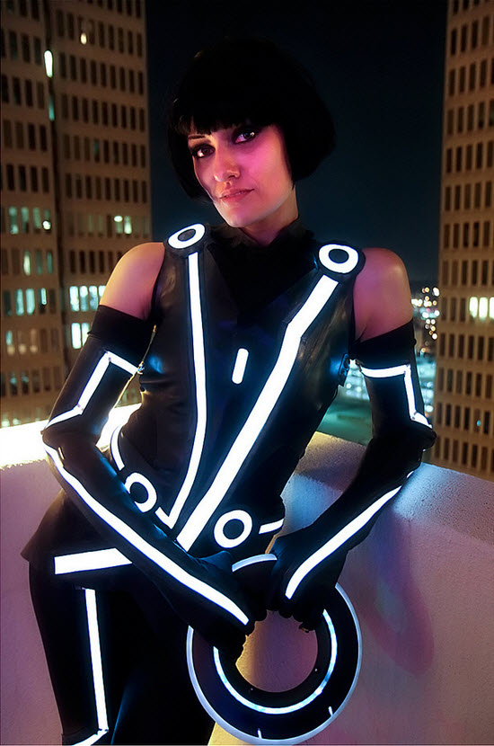 tron costume made with vynel lighting